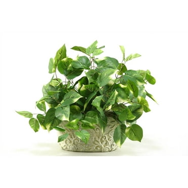 Nearly Natural 6460 Pothos Artificial Plant in Metal Planter Green Nearly Natural 6460 Pothos Artificial Plant in Metal Planter Green
